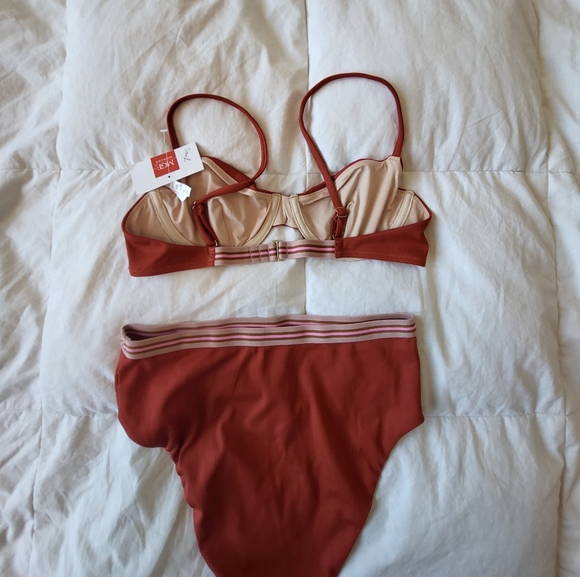 Nwt high waist burnt orange striped bikini - Picture 4 of 5